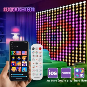 400-LED Inteligentne lampki do zasłon Łańcuchy świetlne z pilotem aplikacji Synchronizacja muzyki Świąteczne girlandy do zasłon Zewnętrzne lampki świąteczne 1