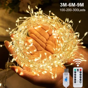 3/6/9M USB Power LED petarda łańcuchy świetlne pilot girlanda lampki świąteczne na wesele ogród dekoracje świąteczne 1