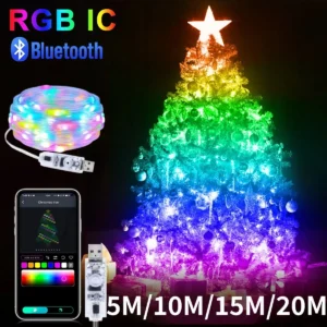 5M/10M/15M/20M RGBIC USB Sting Light Bluetooth APP DIY LED Fairy Lights Garland Dekoracja na Boże Narodzenie Ślub Urodziny Party 1