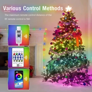 String LED Bluetooth Fairy Lights Dreamcolor RGBIC DIY Party lampki choinkowe dekoracje ślubne Garland lampa USB 15M/10M/5M/2M 1