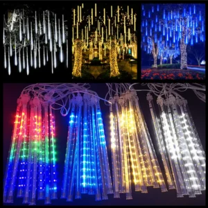 Wtyczka EU LED Meteor Shower Light 30/50cm świąteczne łańcuchy świetlne bajkowy wystrój ogrodu zewnętrzna girlanda uliczna Led świąteczne dekoracje 1